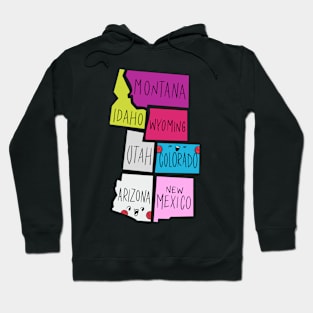 Kawaii American states, Cute American States Hoodie